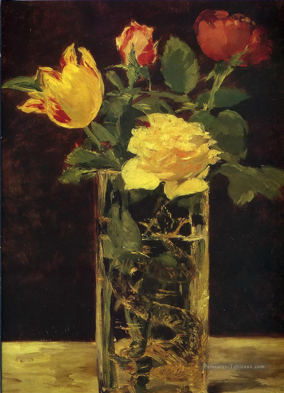 Rose et tulipe Édouard Manet Peintures à l'huile